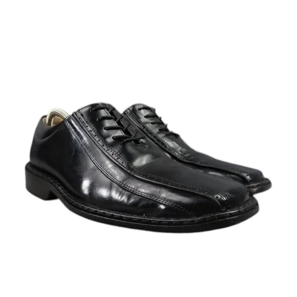 Stacy Adams Shoes Mens 7.5 Oxford Square Bicycle Toe Leather Retro Classic Black